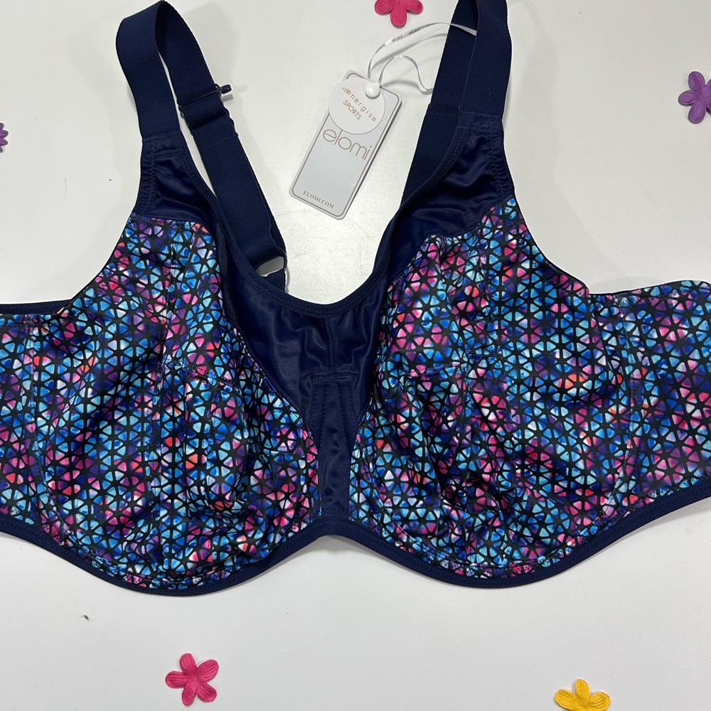 Elomi Blue Energise High Impact Underwire Sports Bra 46DD NWT